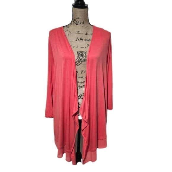 Lane Bryant Sweaters - Lane Bryant New Open Waterfall Front Lightweight Coral Cardigan Size 22/24